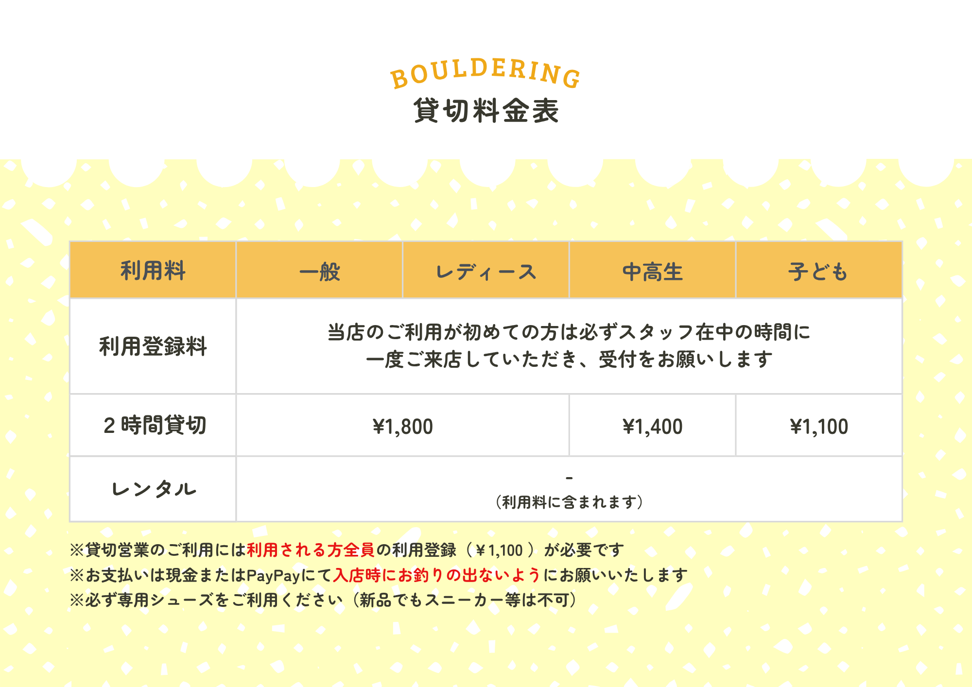 貸切料金表